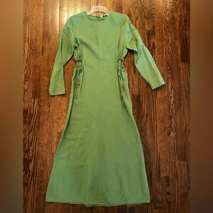 Zara Maxi Green Dress with adjustable sinch waist